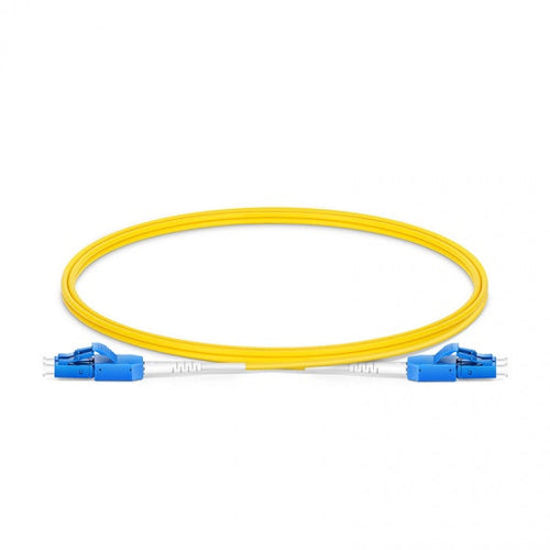 Jarretière fibre optique LC/UPC vers LC/UPC OS2 monomode uniboot duplex jaune LSZH insensible aux courbures pour connectivité centre de données