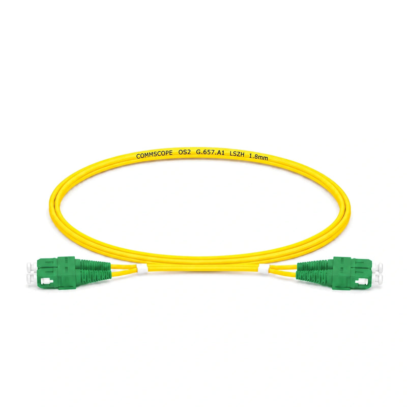 Jarretière optique CommScope monomode SC/APC vers SC/APC duplex, jaune
