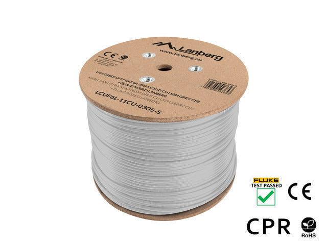 Câble en vrac Cat6A U/FTP 305m, cuivre rigide, LSZH, gris
