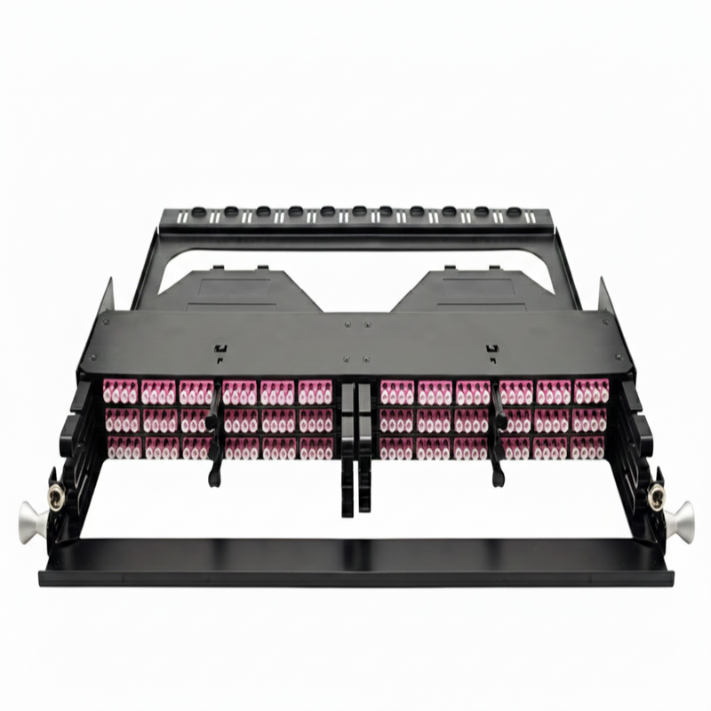Châssis rack haute densité 144F

chassis fibre optique 144 fibres

boîtier fibre optique rackmount

compatible avec 6x cassettes MPO

chassis pour cassettes MPO

rack fibre haute densité

système fibre optique modulaire

solution fibre optique centre de données

chassis rack 19 pouces

sans cassettes MPO

chassis distribution fibre optique

panneau de brassage haute densité 144F