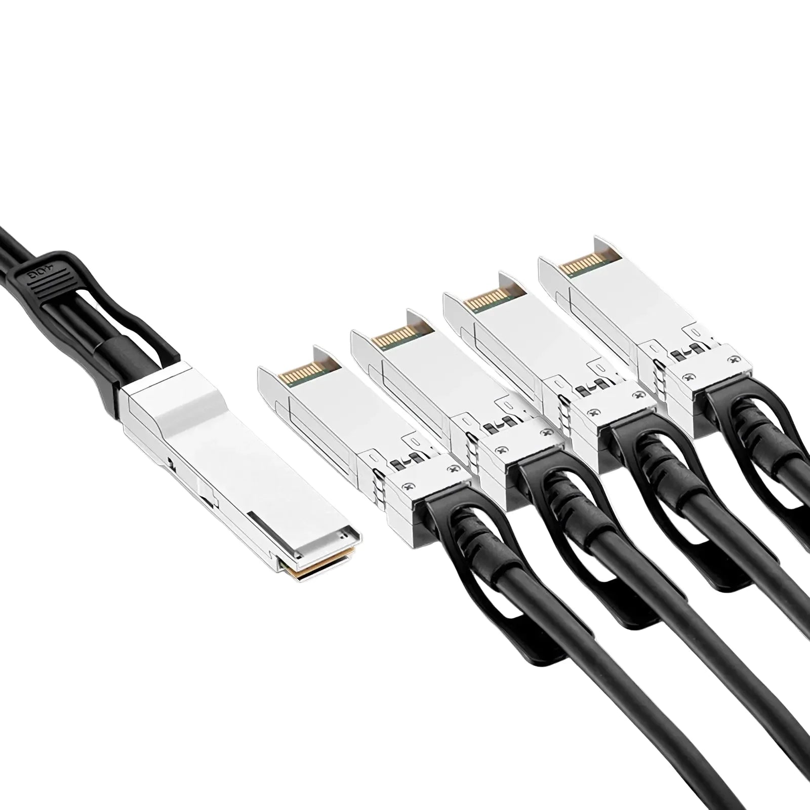 Câble cuivre à connexion directe passif breakout compatible 40G QSFP+ vers 4x 10G SFP+ pour connectivité Ethernet haut débit serveur et centre de données