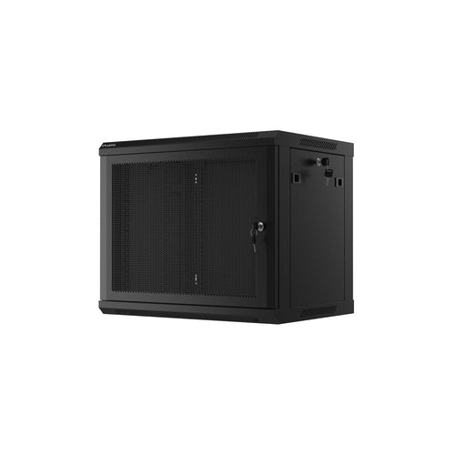 Armoire réseau murale 19 pouces 9U avec porte de ventilation perforée, boîtier serveur rack compact noir pour équipement IT et panneaux de brassage installation murale