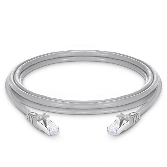 Cordon de brassage NETCONNECT Cat6A S/FTP RJ45 Ethernet gris LSZH blindé 10G réseau LAN et datacenter