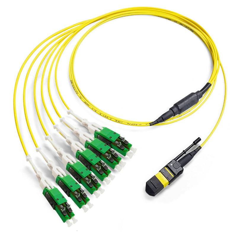 DCS câble fanout 1x MTP/APC-f 6x LC/DU/APC fibre optique E9/125 G.652.D BLO câble optique trunk datacenter connexion réseau disponible en 2,5m jaune