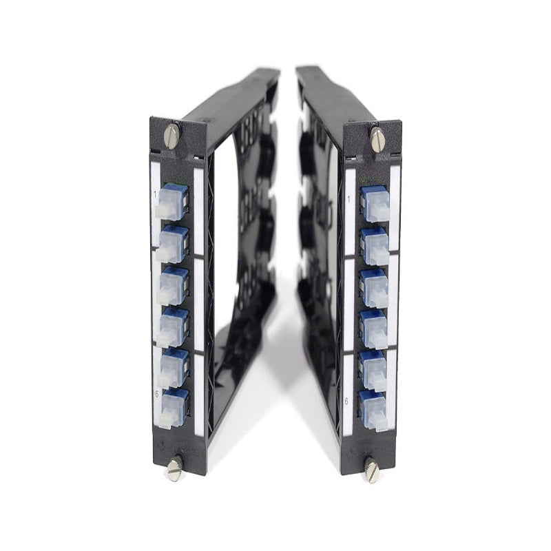 Module FO DCS 3U 7HP BO avec 6 adaptateurs LC duplex PC pour fibre monomode OS2 9/125, panneau de brassage datacenter haute densité