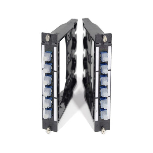 Module FO DCS 3U 7HP BO avec 6 adaptateurs LC duplex PC pour fibre monomode OS2 9/125, panneau de brassage datacenter haute densité