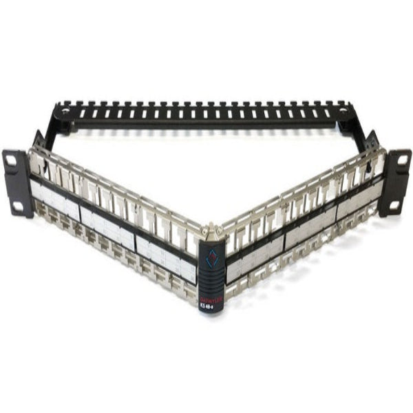 Panneau de brassage angulaire 48 ports, montage en baie 19 pouces 1U, panneau de brassage cuivre pour câblage structuré et datacenter