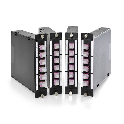 Module FO DCS 3U 7HP MTP avec 1 MTP vers 6 connecteurs LC duplex pour fibre multimode OM4 50/125, panneau de brassage datacenter haute densité