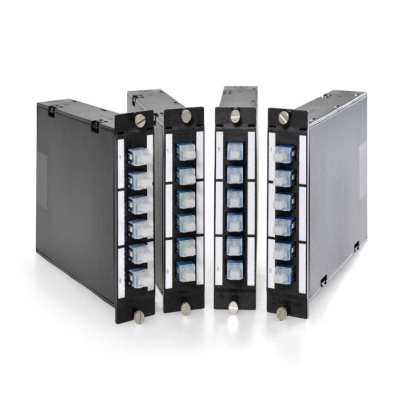 Module coulissant FO-DCS 3U/7HP MTP, 1x MTP vers 6x LCD, module monomode OS2, fibre OS2 9/125µm, breakout MTP vers LC, adaptateurs LC duplex, module fibre haute densité, module coulissant rackable, distribution monomode datacenter, module de brassage MTP-LC, cassette breakout fibre optique, système fibre 3U, module de brassage 7HP OS2