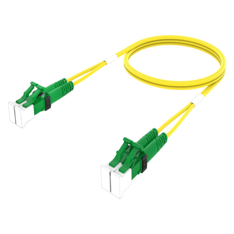 Cordon de brassage fibre optique duplex monomode LC/APC vers LC/APC OS2 jaune LSZH TeraSPEED pour télécoms et datacenters