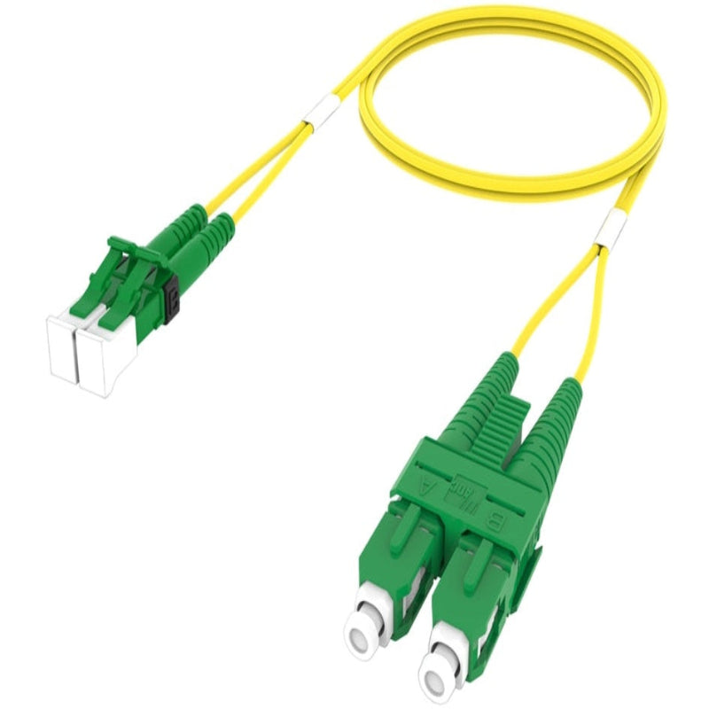 Cordon de brassage fibre optique duplex monomode LC/APC vers SC/APC OS2 jaune LSZH TeraSPEED pour télécoms et datacenters