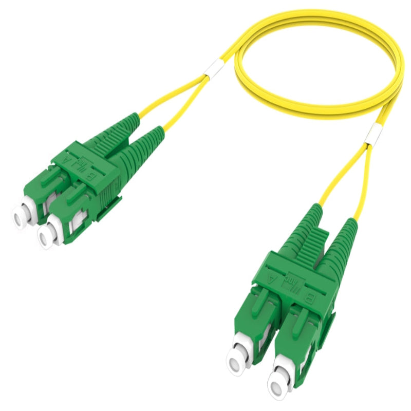 Cordon de brassage fibre optique duplex monomode SC/APC vers SC/APC OS2 jaune LSZH TeraSPEED pour télécoms et datacenters