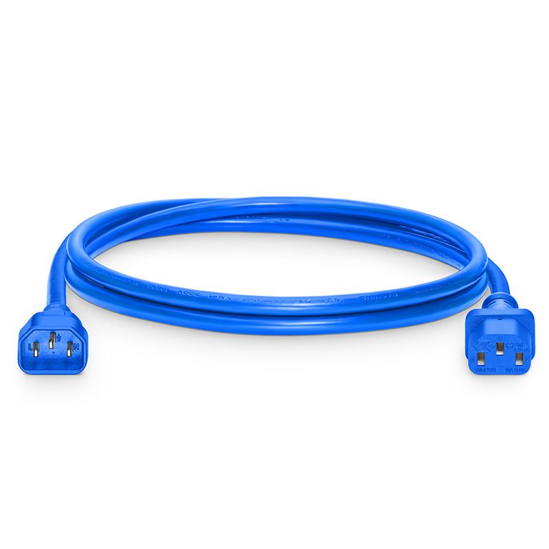 IEC C14 to IEC C13 14AWG 250V 15A power extension cable blue for rack PDU and data center power distribution