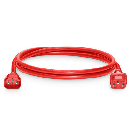 IEC C14 to IEC C13 14AWG 250V 15A power extension cable red for rack PDU and data center power distribution