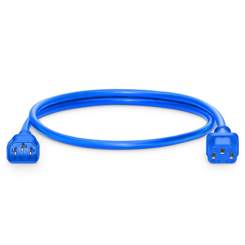 IEC C14 to IEC C13 18AWG 250V 10A power extension cable blue for rack PDU and data center power distribution