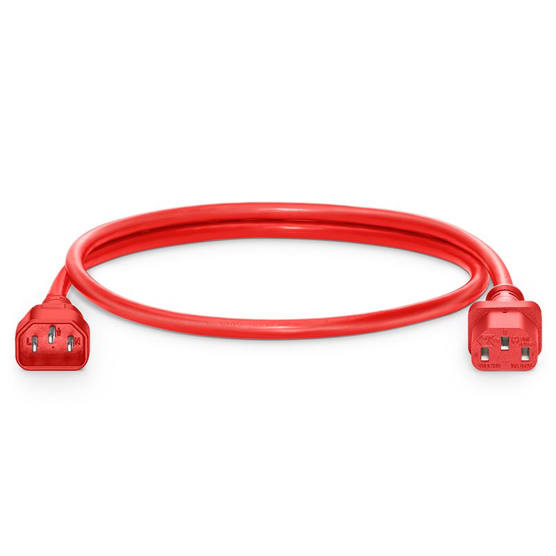 IEC C14 to IEC C13 18AWG 250V 10A power extension cable red for rack PDU and data center power distribution
