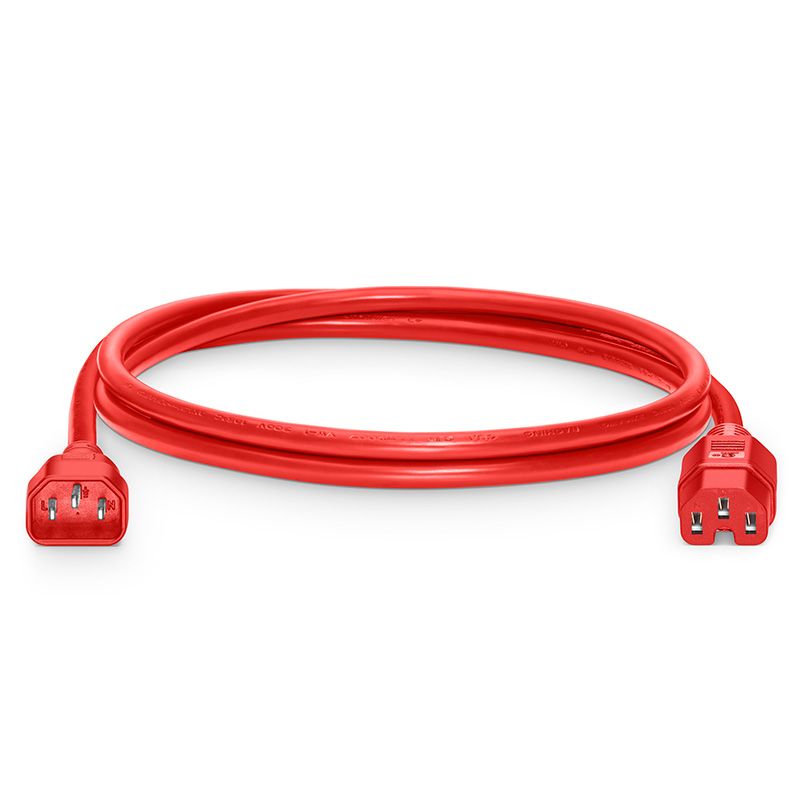 IEC C14 to IEC C15 14AWG 250V 15A power cord red for rack PDU and data center power distribution