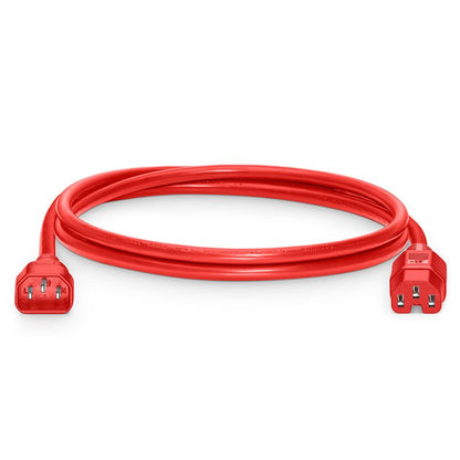 IEC C14 to IEC C15 14AWG 250V 15A power cord red for rack PDU and data center power distribution