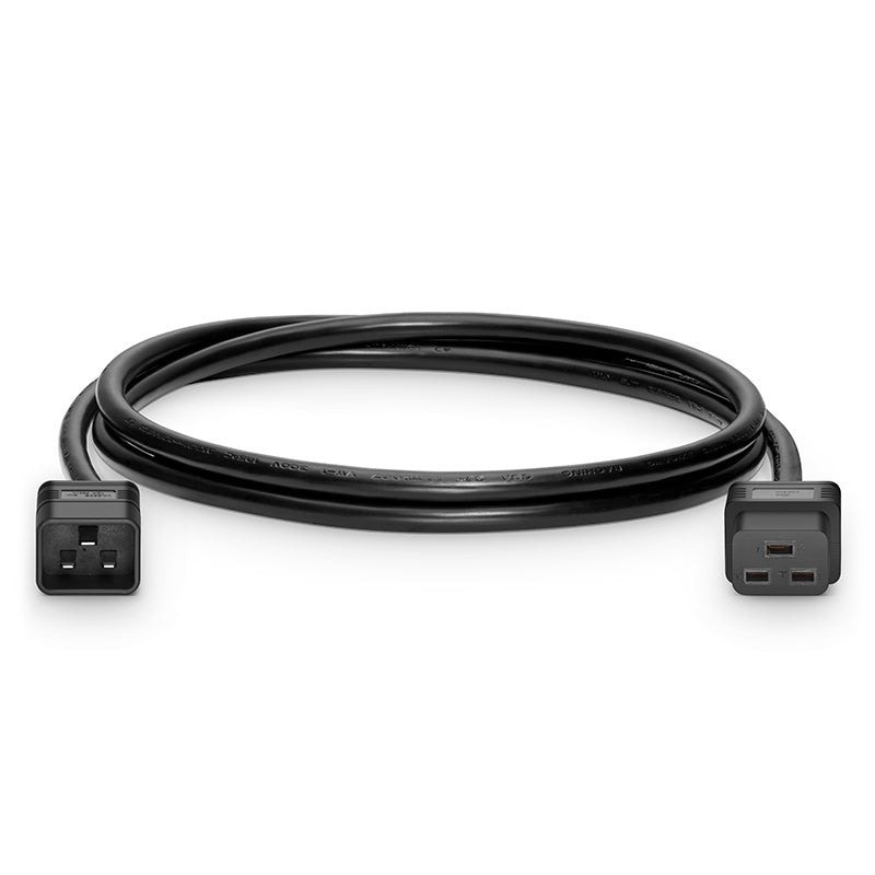 Cordon d'alimentation IEC C20 vers IEC C19 12AWG 250V 20A noir pour PDU rack et distribution d'alimentation datacenter