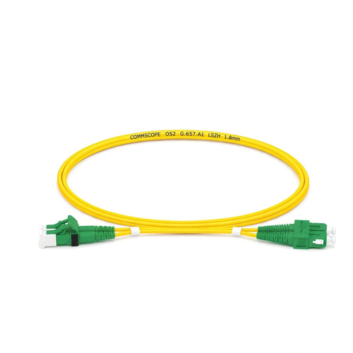Jarretière optique CommScope monomode LC/APC vers SC/APC duplex, jaune