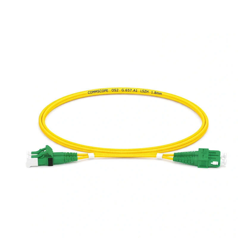 Jarretière optique CommScope monomode LC/APC vers SC/APC duplex, jaune