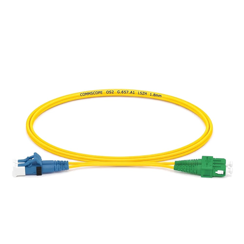 Jarretière optique CommScope monomode LC/UPC vers SC/APC duplex, jaune