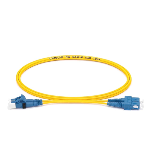 Jarretière optique CommScope monomode LC/UPC vers SC/UPC duplex, jaune