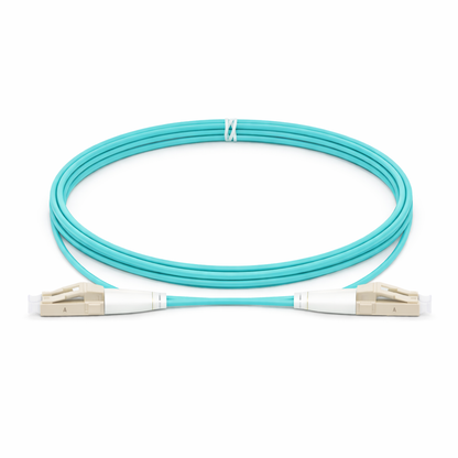 LC/UPC to LC/UPC OM4 multimode uniboot duplex fiber optic patch cable aqua LSZH 50/125µm LC LC patch cord for high speed data center connectivity