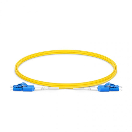 Jarretière fibre optique LC/UPC vers LC/UPC OS2 monomode uniboot duplex jaune LSZH insensible aux courbures pour connectivité centre de données