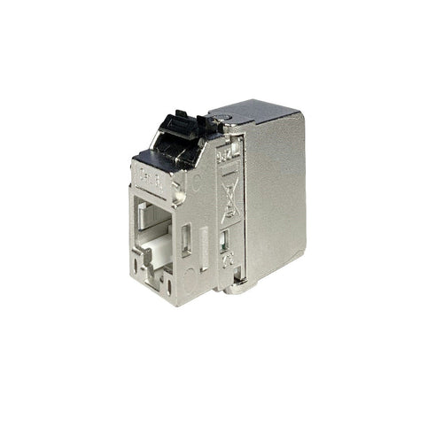 Module Keystone RJ45 blindé MS-C6A 1/8 Cat.6A, connecteur 180 degrés pour réseau Ethernet 10G et câblage structuré