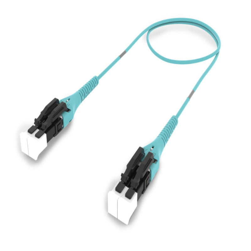 Cordon LC/UPC vers LC/UPC OM4 multimode Uniboot duplex aqua LSZH