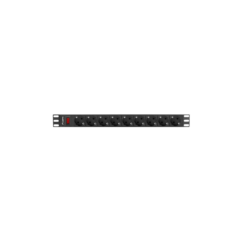 Multiprise rack 19 pouces 1U PDU 16A avec 9 prises Schuko et câble d'alimentation de 3 mètres pour baies serveur et armoires réseau