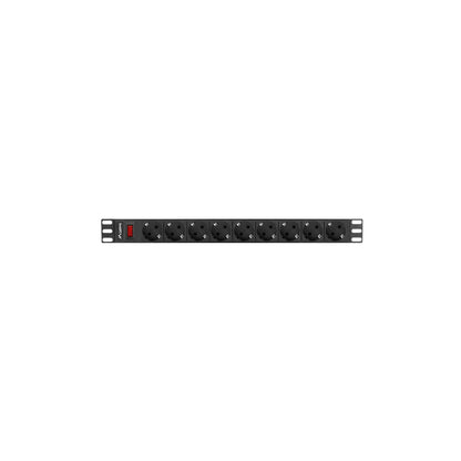 Multiprise rack 19 pouces 1U PDU 16A avec 9 prises Schuko et câble d'alimentation de 3 mètres pour baies serveur et armoires réseau