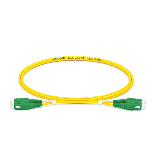 Jarretière optique CommScope monomode SC/APC vers SC/APC duplex, jaune