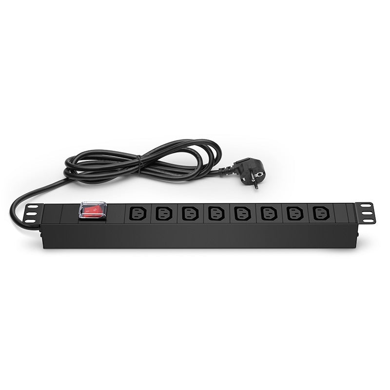 PDU basique monophasé 16A 250V montage en baie avec 8 prises IEC C13 1U unité de distribution d'alimentation noire avec câble 2m pour armoires datacenter