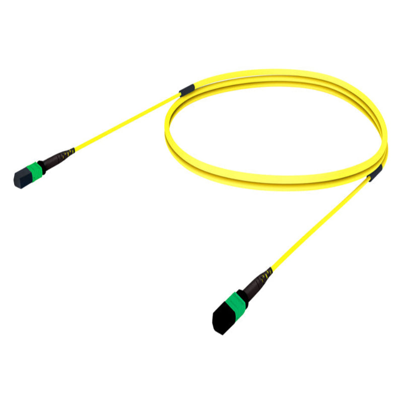 Monomode MPO12 sans broches fibre optique trunk câble assemblage datacenter réseau connexion haute vitesse câble optique disponible en 3m, 5m, 7m, 10m, 15m, 20m, 25m jaune