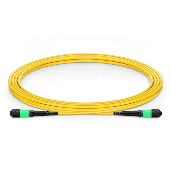 Câble trunk fibre optique MPO-12 vers MPO-12 OS2 monomode Ultra Low Loss jaune LSZH pré-terminé MPO trunk datacenter haute densité