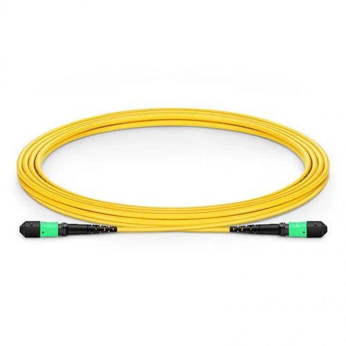 Câble trunk fibre optique MPO-12 vers MPO-12 OS2 monomode Ultra Low Loss jaune LSZH pré-terminé MPO trunk datacenter haute densité