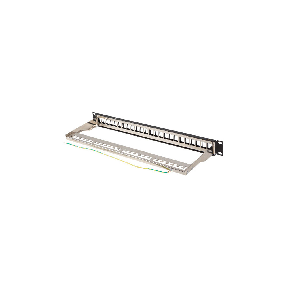 24 port FTP keystone patch panel 19 inch rackmount 1U shielded metal network patch panel for structured cabling and data center connectivity