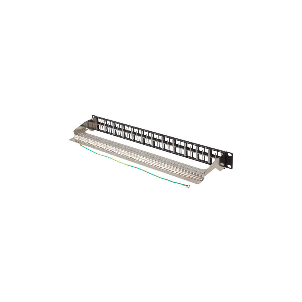 48 port FTP keystone patch panel 19 inch rackmount 1U shielded metal network patch panel for structured cabling and data center installations